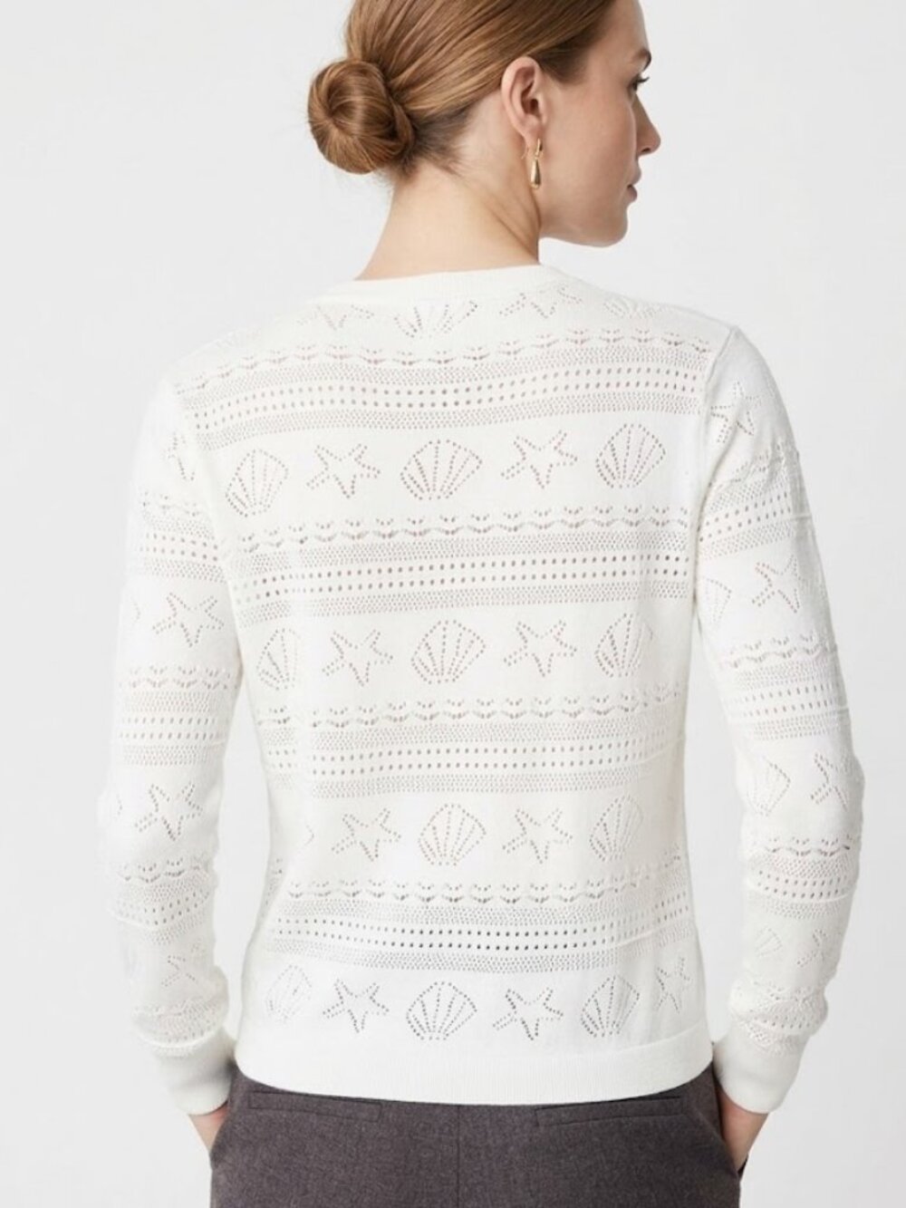 J. Crew Seashell Pointelle Cardigan Sweater